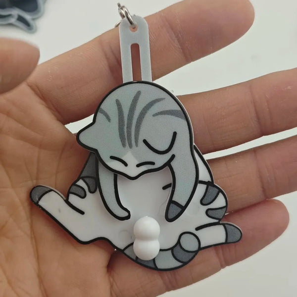 Rotating Cat Playful Keychain
