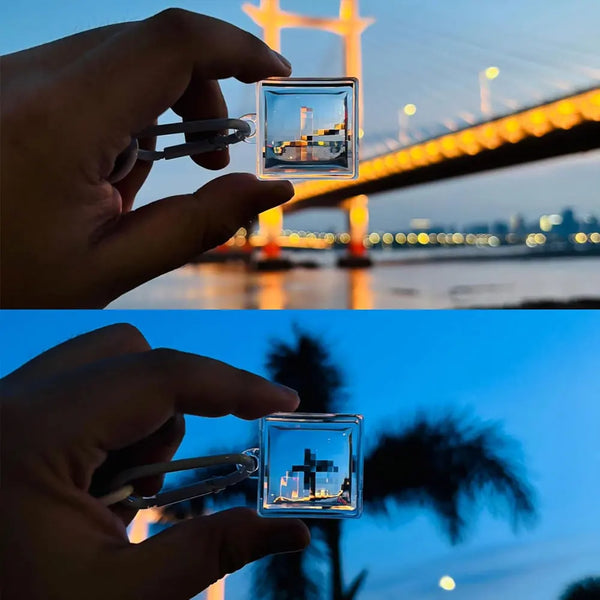 Clear Acrylic Mosaic Pixel Keychain
