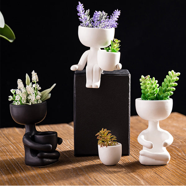 Humanoid Ceramic Flower Pot Vase